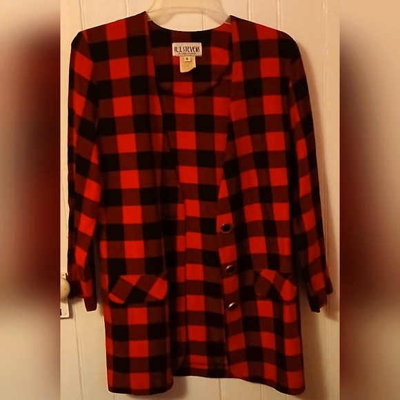 Black & Red Checkered Woman's Blazer Size 6 - Picture 1 of 4